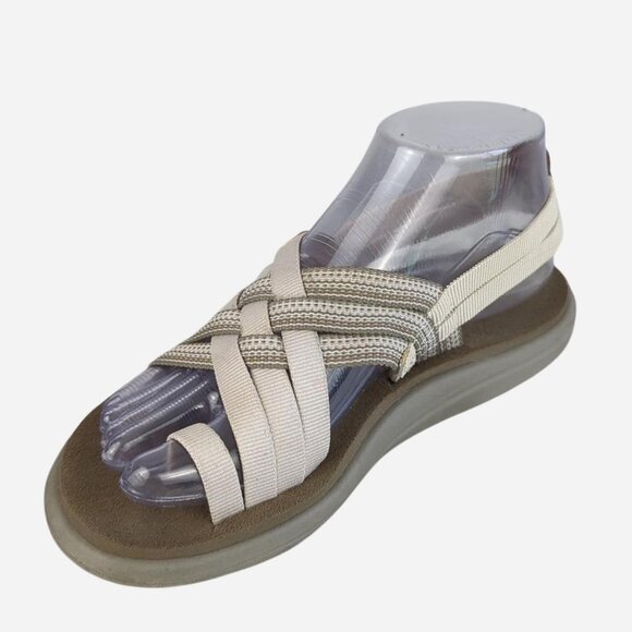 Teva Voya Strappy Canvas in White Cream Antiguous Birch Strappy Sandal l Size 6 - Picture 3 of 8